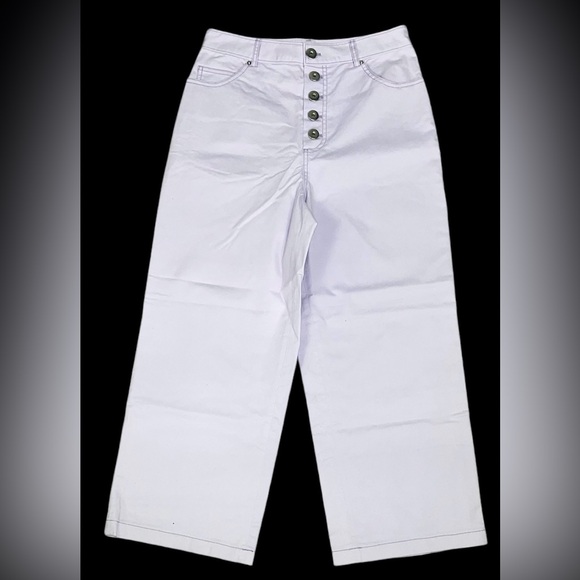 Kate Spade High Rise Wide Leg Pants Button Fly Lilac Purple Size 29 Brand New - Picture 2 of 7